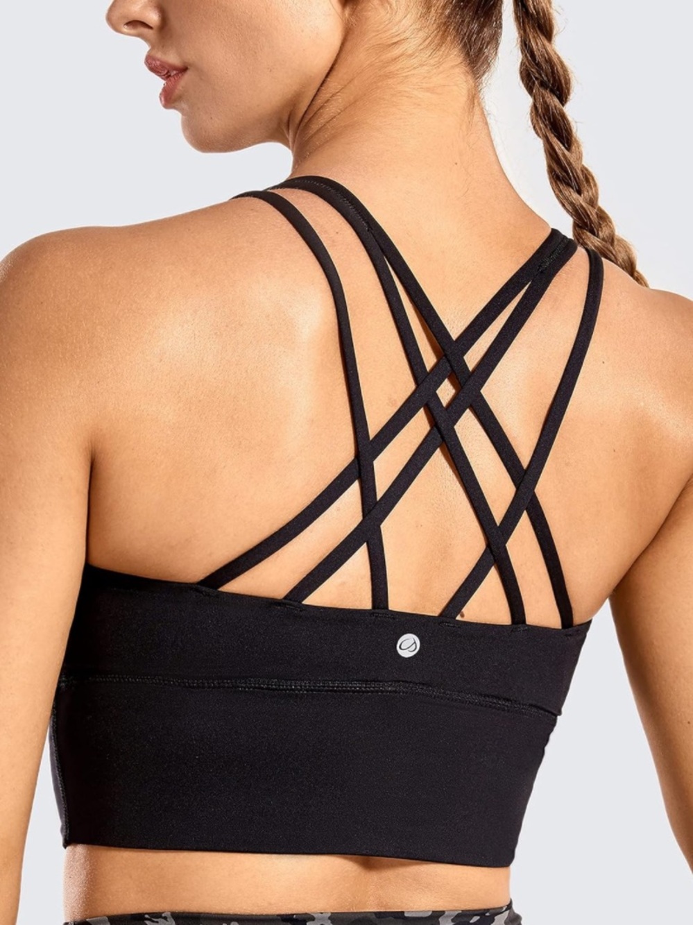 CRZ Yoga M Women's Black Longline Strappy Sports Bra Nakedfeel Crossback